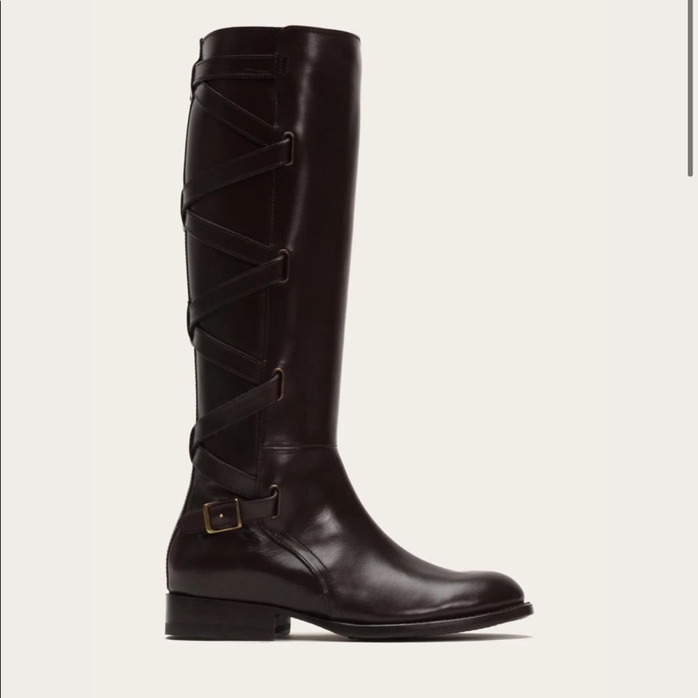 Frye Black Jordan Jodhpur Strappy Leather Boots